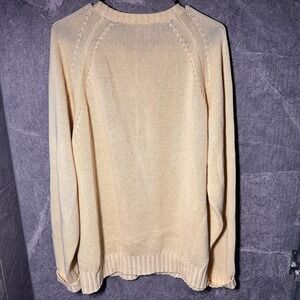 Paul Stuart Cable Knit Sweater Mens Size L Yellow Fisherman Made in Italy Chunky